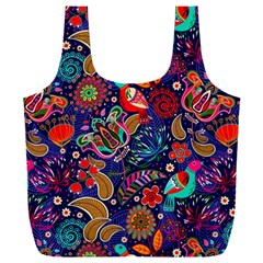 Pattern Colorful Bird Leaf Flower Full Print Recycle Bag (xxl) by Cowasu