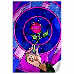 Stained Glass Rose Canvas 12  X 18  by Cowasu