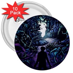 Horror Psychedelic Art 3  Buttons (10 Pack)  by Cowasu