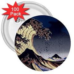 The Great Wave Off Kanagawa Japan Japanese Waves 3  Buttons (100 Pack)  by Cowasu