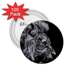 Angry Lion Black And White 2 25  Buttons (100 Pack)  by Cowasu