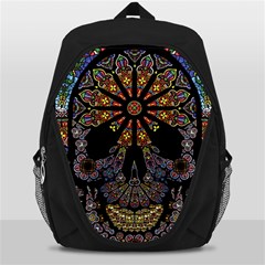 Skull Death Mosaic Artwork Stained Glass Backpack Bag by Cowasu