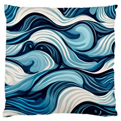 Pattern Ocean Waves Arctic Ocean Blue Nature Sea Standard Premium Plush Fleece Cushion Case (two Sides) by Ndabl3x