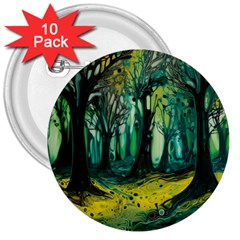 Ai Generated Trees Forest Mystical Forest Nature Art 3  Buttons (10 Pack)  by Ndabl3x