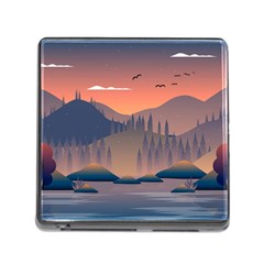 Cool Landscape Night Minimal Art Minimalist Memory Card Reader (square 5 Slot) by Ravend