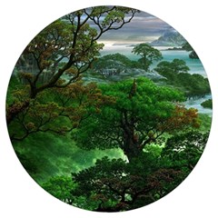 Jungle Forreast Landscape Nature Round Trivet by Ravend