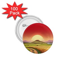 Landscape Sunset Orange Sky Pathway Art 1 75  Buttons (100 Pack)  by Ravend