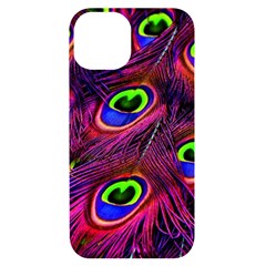 Peacock Feathers Color Plumage Iphone 14 Black Uv Print Case by Celenk