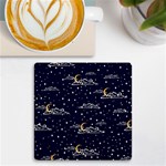Hand-drawn-scratch-style-night-sky-with-moon-cloud-space-among-stars-seamless-pattern-vector-design- UV Print Square Tile Coaster  Front