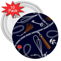 Chains-seamless-pattern 3  Buttons (10 Pack)  by uniart180623