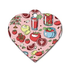 Tomato-seamless-pattern-juicy-tomatoes-food-sauce-ketchup-soup-paste-with-fresh-red-vegetables Dog Tag Heart (two Sides) by uniart180623