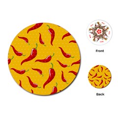 Chili-vegetable-pattern-background Playing Cards Single Design (round) by uniart180623