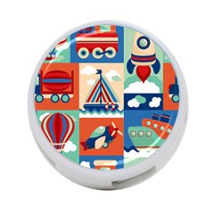 Toy-transport-cartoon-seamless-pattern-with-airplane-aerostat-sail-yacht-vector-illustration 4-port Usb Hub (one Side) by uniart180623
