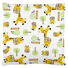 Vector-pattern-with-cute-giraffe-cartoon Large Premium Plush Fleece Cushion Case (two Sides) by uniart180623