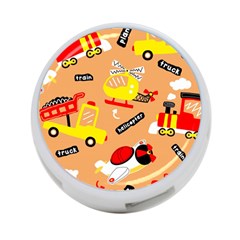 Seamless-pattern-cartoon-with-transportation-vehicles 4-port Usb Hub (one Side) by uniart180623