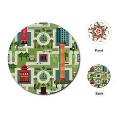 City-seamless-pattern Playing Cards Single Design (round) by uniart180623