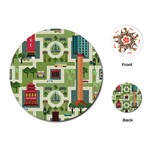 City-seamless-pattern Playing Cards Single Design (Round) Front