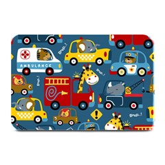 Seamless-pattern-vehicles-cartoon-with-funny-drivers Plate Mats by uniart180623