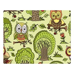 Seamless-pattern-with-trees-owls Two Sides Premium Plush Fleece Blanket (large) by uniart180623