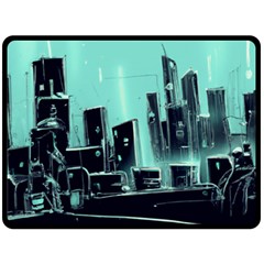 Buildings City Urban Destruction Background Fleece Blanket (large) by uniart180623
