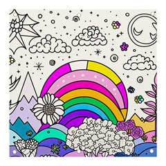 Rainbow Fun Cute Minimal Doodle Drawing Art Banner And Sign 3  X 3  by uniart180623