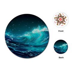 Tsunami Waves Ocean Sea Nautical Nature Water Playing Cards Single Design (round) by uniart180623