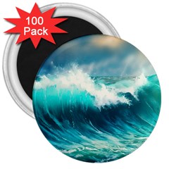 Waves Ocean Sea Tsunami Nautical Painting 3  Magnets (100 Pack) by uniart180623