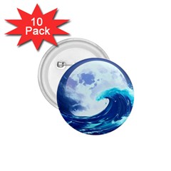 Waves Ocean Sea Tsunami Nautical Blue 1 75  Buttons (10 Pack) by uniart180623