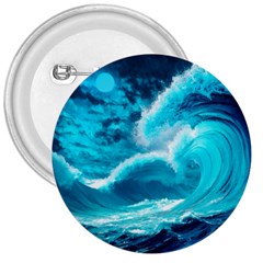 Ai Generated Waves Ocean Sea Tsunami Nautical Sea 3  Buttons by uniart180623