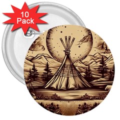 Nation Indian Native Indigenous 3  Buttons (10 Pack)  by Ravend