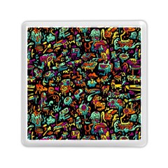 Cartoon Monster Pattern Abstract Background Memory Card Reader (square) by uniart180623