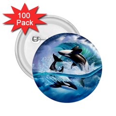 Orca Wave Water Underwater Sky 2 25  Buttons (100 Pack)  by uniart180623