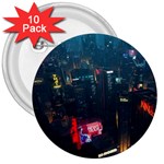 Cityscape Digital Art 3  Buttons (10 pack)  Front