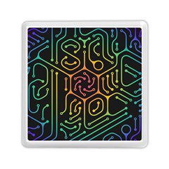 Circuit Hexagonal Geometric Pattern Background Pattern Memory Card Reader (square) by Ndabl3x
