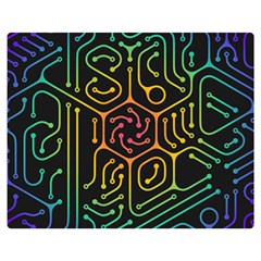 Circuit Hexagonal Geometric Pattern Background Pattern Two Sides Premium Plush Fleece Blanket (medium) by Ndabl3x