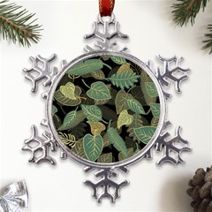 Autumn Fallen Leaves Dried Leaves Metal Large Snowflake Ornament by Simbadda