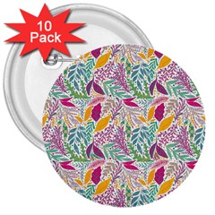 Leaves Colorful Leaves Seamless Design Leaf 3  Buttons (10 Pack)  by Simbadda