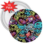Zombie Heads Pattern 3  Buttons (10 pack)  Front