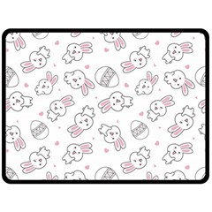 Cute Pattern With Easter Bunny Egg Fleece Blanket (large) by Simbadda