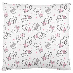Cute Pattern With Easter Bunny Egg Large Premium Plush Fleece Cushion Case (one Side) by Simbadda