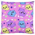 Seamless Pattern With Cute Kawaii Kittens Large Premium Plush Fleece Cushion Case (Two Sides) Front