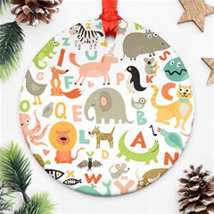 Children Alphabet Seamless Pattern Ornament (round) by Simbadda
