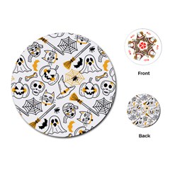 Funny Hand Drawn Halloween Pattern Playing Cards Single Design (round) by Simbadda