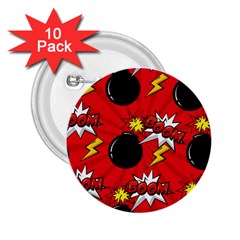 Pop Art Comic Pattern Bomb Boom Explosion Background 2 25  Buttons (10 Pack)  by Simbadda