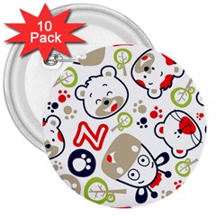 Animals Pattern 3  Buttons (10 Pack)  by Simbadda