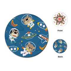 Seamless-pattern-funny-astronaut-outer-space-transportation Playing Cards Single Design (round) by Simbadda