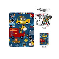 Seamless Pattern Vehicles Cartoon With Funny Drivers Playing Cards 54 Designs (mini) by Simbadda