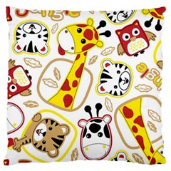 Vector Seamless Pattern Nice Animals Cartoon Large Premium Plush Fleece Cushion Case (two Sides) by Simbadda
