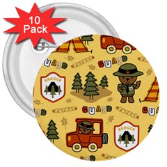 Seamless Pattern Funny Ranger Cartoon 3  Buttons (10 Pack)  by Simbadda