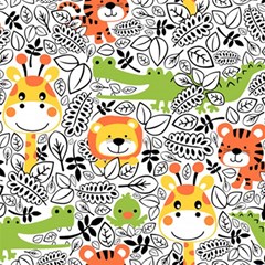 Seamless Pattern With Wildlife Cartoon Play Mat (square) by Simbadda